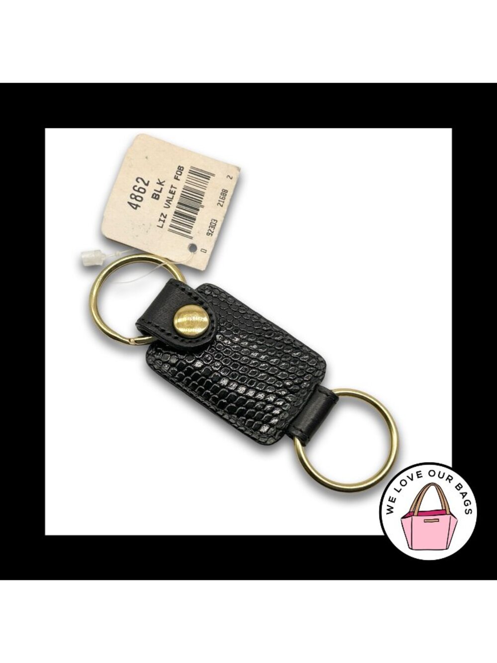 NEW VINTAGE COACH Black 100% Lizard Leather Snap Valet Keychain Bag Charm 4862
